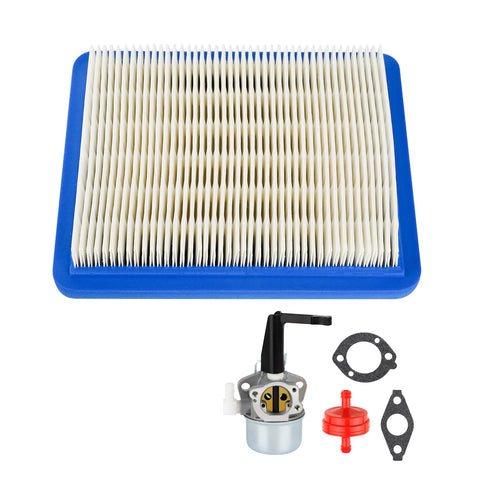 Briggs Stratton Carburetor Replacement 696065 for Troy Bilt Craftsman Tillers with air filter and gaskets shown