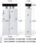Dimensions diagram of Dual Rod Double Acting Pneumatic Air Cylinder with 32mm bore, 75mm stroke, beefy aluminum alloy body, and NPT port.