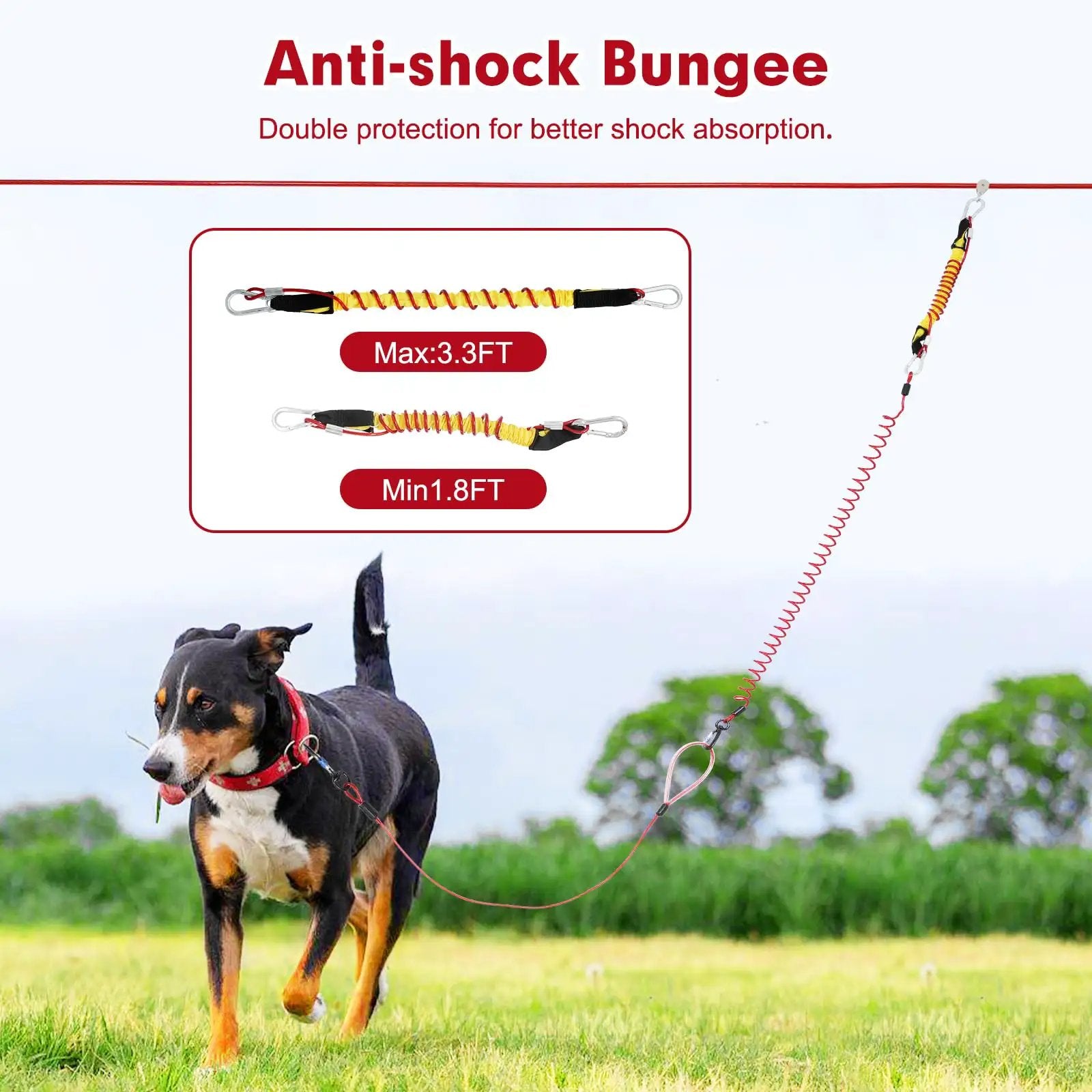 Backyard Dog Zip Line Kit With Anti Shock Trolley ✓