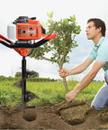 85cc Gas Powered Post Hole Digger With Earth And Ice Auger, Includes 4in 8in And 12in Drill Bits, Two 30 Inch Extensions