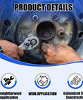 Offset wheel washer being installed on a car wheel hub using a ratchet; galvanized steel construction