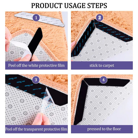 Step-by-step usage of 16 Piece Gripper Set For Rug Non Slip Rug Pads For Hardwood Floors reusable rug anti slip grips.