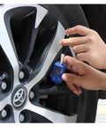 Person using a Digital Portable Leeb Hardness Tester For Aluminum Alloy Steel Built Like A Tank Metal Durometer Gauge on a wheel.