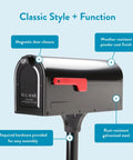 Mount Mailbox And In Ground Post Kit For Outdoor Use Medium Black Weatherproof Metal Set Rust Resistant Galvanized Steel