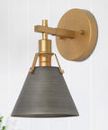 Antique Brass And Black Silver Finish Wall Sconce Lighting Fixture Modern Vintage 1 Light Wall Mounted Lamp on white wall