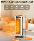1500W PTC Ceramic Space Heater With Remote, LED Touch Display, Four Heat Levels, 110 Degree Oscillation, Quiet Portable Heater