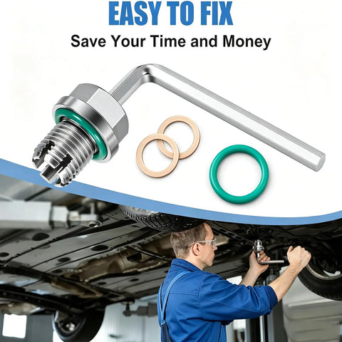 M18x1.5 Double Oversize Magnetic Piggyback Oil Drain Plug Kit With Thread Repair Tool For Sleek Engine Protection And Cool Metal Debris Capture To Keep Your Ride Smooth And Running Tight Without Leaks Or Stress, stainless steel