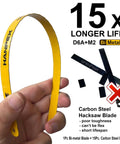 Hanpex 12in high-tension hacksaw frame with 24 TPI bi-metal blade, yellow frame suitable for metal, wood, PVC