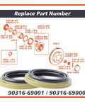 Front Wheel Hub Oil Seal Replacement Kit For Toyota 4Runner Tundra Sequoia Tacoma Front Right Bearing 90316-69001 Fits 1995 1996 1997 1998 1999 2000 2001 2002 2003 2004 2005 2006 2007 product image showing seals and part numbers