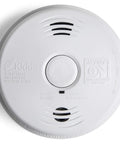 Close-up of Dual Hazard Smoke And Carbon Monoxide Detector With Voice Warning Hardwired Setup and Ten Year Sealed Lithium Battery Backup.