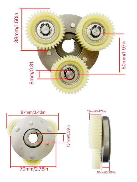 Left-Out 36V-48V Electric Bicycle Gear And Clutch Kit With 36-Tooth Silent Nylon Planetary Gears For 250W To 500W E-Bikes, Easy Plug-And-Play Repair For Mountain Bikes And Women's Electric Bicycles