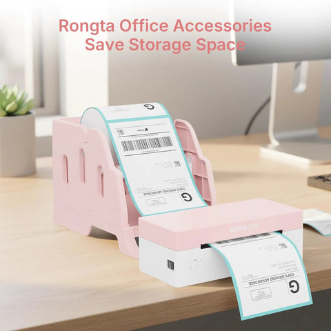 4x6 Bluetooth Thermal Label Printer For Shipping Labels And Small Business Use Wireless Printing For Packages At Home Or Office Compatible With iPhone Android iPad MacOS Windows Via Bluetooth Or USB No Ink Pink in office setting