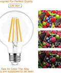 Dimmable G25 LED Globe Bulbs, 100W Equivalent, 1200 Lumens, 10W, E26 Base Vanity Lighting CRI 90+ with fruit color comparison