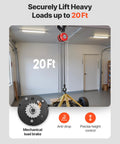 VEVOR hand chain hoist, red, 1 ton capacity with galvanized chain, 20 ft lift, ceiling-mounted.