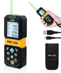 Your Go-To Rechargeable Green Laser Distance Meter With 265Ft Range, Pythagorean Mode, Area And Volume Calculations, Digital Readouts In Ft, Ft+In, In, Or M, Class II Laser, Dead-On Accuracy, The Handy Tool For DIY Home Projects. handheld meter with USB-C cable and case