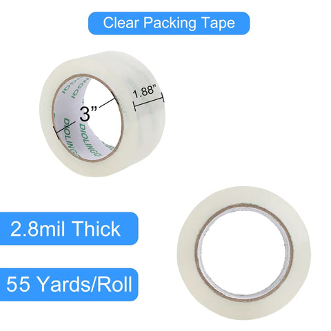 Clear Packing Tape Set 4 Rolls 55 Yards Each Total 220 Yards Heavy Duty Shipping Tape 2.8 Mil Thick 1.88 Inches Wide Strong Adhesive
