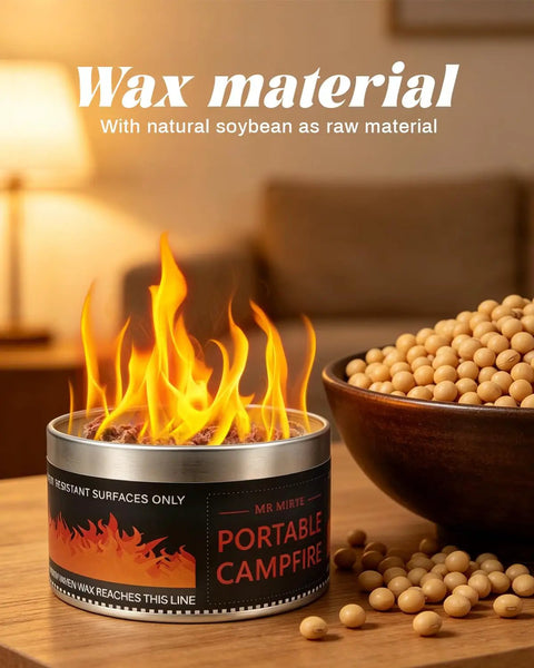 Portable S'mores Fire Pit For Outdoor Fun with wax material and soybeans in rustic indoor setting