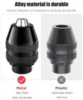 Comparison of metal and plastic chucks for keyless drill chuck collet set for rotary tools, highlighting durability and precision.
