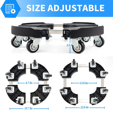 Heavy Duty Plant Caddy With Wheels For Indoor Outdoor Use Rolling Plant Stand With 8 Lockable Casters adjustable from 7 to 13.8 in