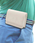 Durable PU Leather Golf Rangefinder Case with Belt Clip on waist, white waterproof shockproof carry bag for rangefinder