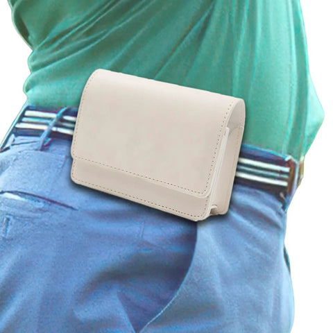 Durable PU Leather Golf Rangefinder Case with Belt Clip on waist, white waterproof shockproof carry bag for rangefinder