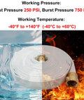 Heavy Duty Lay Flat Fire Hose 1.5 Inch By 100 Feet White Backwash And Discharge Hose With Brass NPSH NPT Connectors ice fire icon