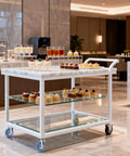 Dessert trolley with 4 Inch Silent Swivel Trolley Wheels Built To Haul Heavy Duty Furniture Casters in a hotel setting