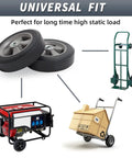 8 Inch Solid Rubber Flat Free Tire And Wheel with ball bearings, shown with hand truck, generator, and garden cart for replacement use