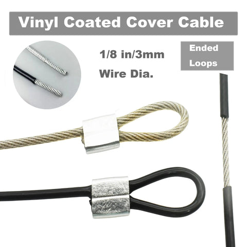 Vinyl Coated Stainless Steel Cable Lanyards With Double Loop Ends Six Inch Length Three Millimeter Wire Diameter Twenty Pack