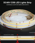 Coiled 65.6ft 20m 3000K COB LED Strip Lights With 504 LEDs Per Meter DC48V Flexible Rope Light CRI 90 Plus 3M Tape