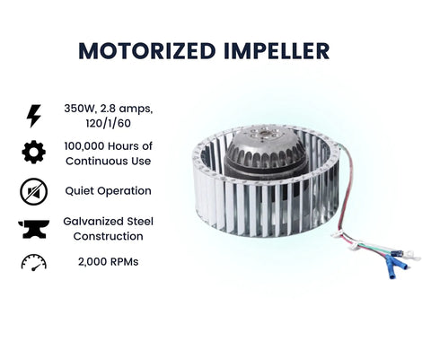 Motorized impeller for Portable Air Cleaner And Fume Extractor For Dust Smoke Fumes With HEPA Filter Source Capture System