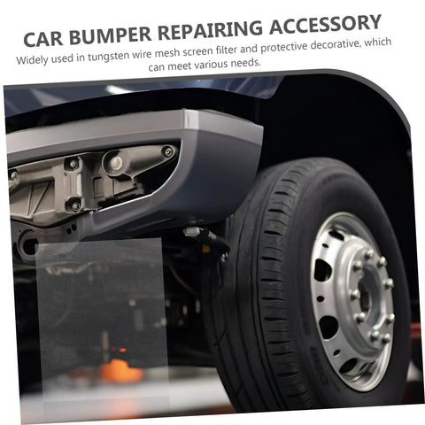 Car with bumper partially removed showing Two Piece Car Bumper Repair Mesh for Welding and Quick Crack Fixes in use.