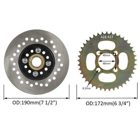 Brake disc and sprocket for Beefed Up 1 Inch Live Axle Kit For Go Karts ATV UTV Quad Buggy 32 Inch Long 1 3 16 Thick Keyed Rear Axle