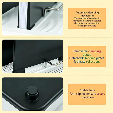 Quick Heat Thermal Binding Machine For Office Docs No Preheat Needed 3 Minute Melt Settings Auto Clamp Fan Cooling Fast Bind For Reports Contracts Proposals And File Binders, close-up