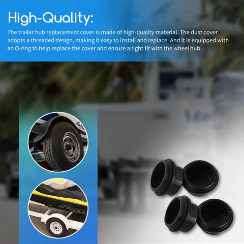 2 Pack Hub Dust Caps Replacement For Dexter Vortex Hubs With 5 Bolt Pattern Includes O Ring Fits 1250 To 1750 Lb Marine Trailer Hubs And Vortex Kits Like K71-G01-73 21-261 48355v Durable Boat Trailer Cap Set, shown with high-quality material details