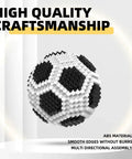 Soccer Themed 437 Piece STEM Building Block Set For Teens And Adults With 3D Polyhedral Spherical Blocks For Hands On Learning And Creative Decor And Skill Building Projects. ABS material soccer ball model on display.