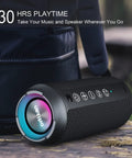 Rugged Portable Bluetooth Speaker With 24W Stereo Sound Deep Bass TWS Pairing IPX7 Waterproof on outdoor table