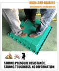 People standing on heavy duty green resin manhole cover demonstrating load-bearing capacity, 300 kg limit.