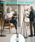 Elderly woman reading and man painting using 10X Floor Magnifying Glass With Light And Stand, 5.1 Inch Real Glass Lens, Adjustable Height