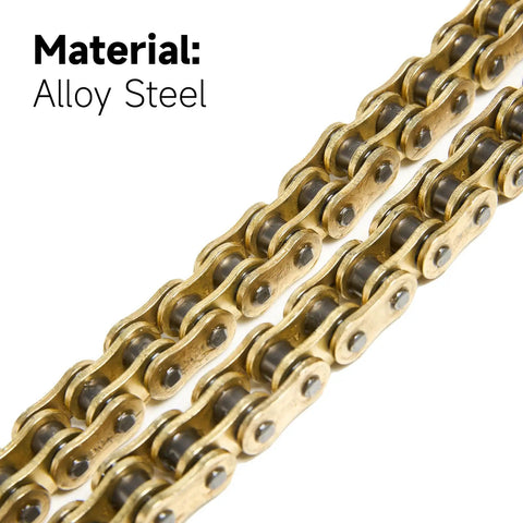 Close-up of 520 X Ring Motorcycle Chain Pro Street HX Series 130 Links with Alloy Steel, Heavy Duty for High Speed Rides 520HX130L.