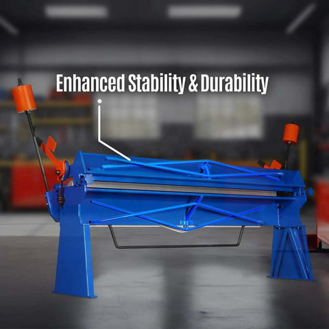 100 Inch Manual Sheet Metal Brake For 12 Gauge Steel Bending With Adjustable Fingers And 135 Degree Angles, side view