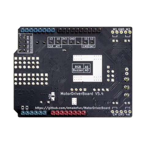 High Current Arduino Motor Shield Hat With PCA9685 Servo Driver I2C Control PS2 Interface shown flat on white background