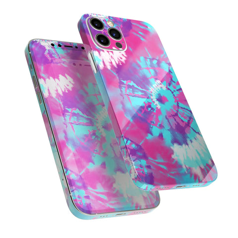 Full Body IPhone Skin Decal Wrap Kit With Spiral Tie Dye Pattern V5 Soft Touch Finish Bubble Free Air Release Adhesive Snug Protection