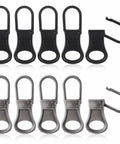 10 Pack Detachable Zipper Pull Tabs Replacement Kit In Black And Silver Gray For Jackets Jeans Backpacks Purses Luggage