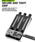 Rock Solid Carbon Fiber Motherboard Fixture Featuring Smooth Triaxial Screw Rods And A Hassle Free Universal Repair Clamp during BGA soldering.