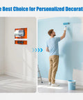 Rugged 18x24 Metal Access Panel For Drywall And Ceiling shown on wall with painter, revealing electrical systems behind panel.