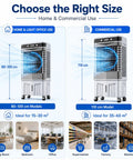 Top Notch Portable Evaporative Swamp Cooler Featuring Dual Side Cooling Pads And Generous Water Tank dimensions for home and commercial use.