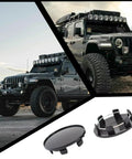 Top Tier Heavy Duty Wheel Center Hub Caps Snapping Design For Cars Suvs And Trucks Sleek Matte Black Abs Plastic Rim Covers with close-up view.