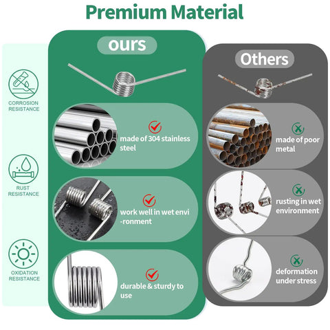 Comparison of stainless steel springs vs. poor metal springs from Stainless Steel Small Spring Assortment Kit, 115 Pieces, 29 Sizes.