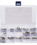Serrated Lock Washer Set 400 Stainless Steel Internal And External Tooth Washers in a durable plastic case.